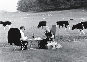 Opera fans relaxing at Glyndebourne  Glyndebourne, 1967