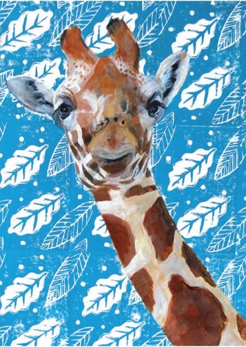 Giraffe on Blue Blockprint