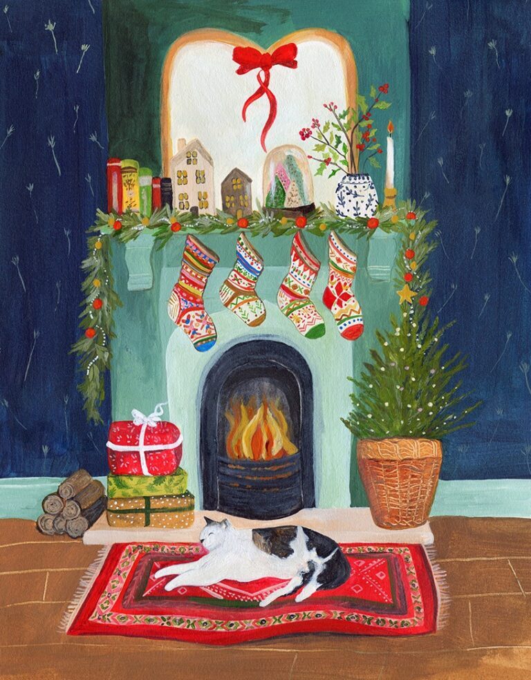 AGBI CHRISTMAS CARD PACK - Fireplace Cat