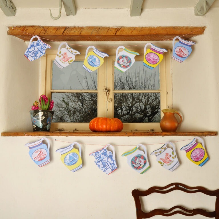Pottery Bunting - 6 Decorative Hanging Jugs