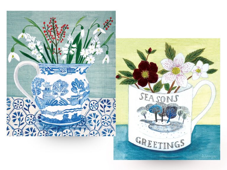 CPRE CHRISTMAS CARD 6  PACK - Seasons Greetings & Snowdrops in Jug