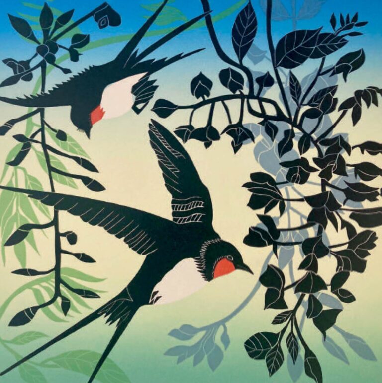 Swallows and Wisteria