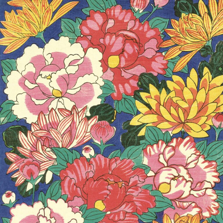 Peonies and Chrysanthemums Gift Wrap Sheet