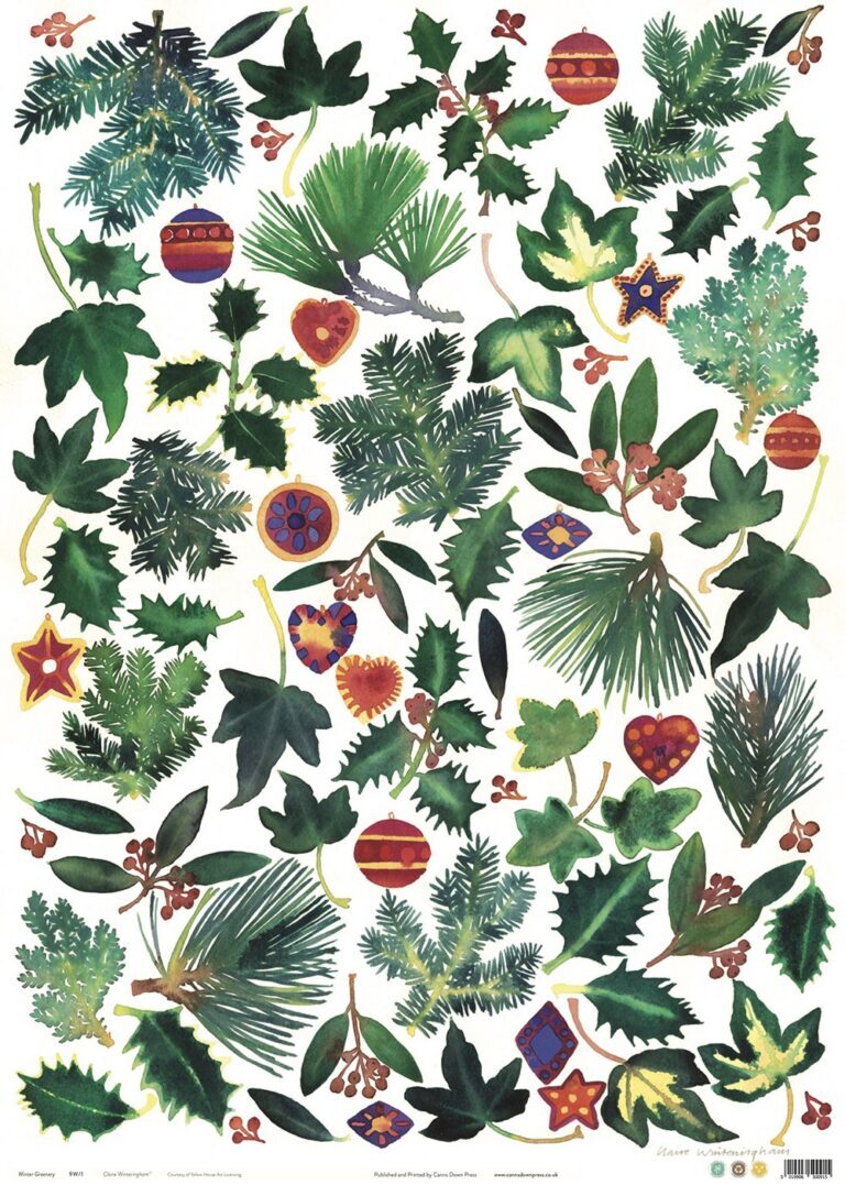 Winter Greenery Gift Wrap Sheet